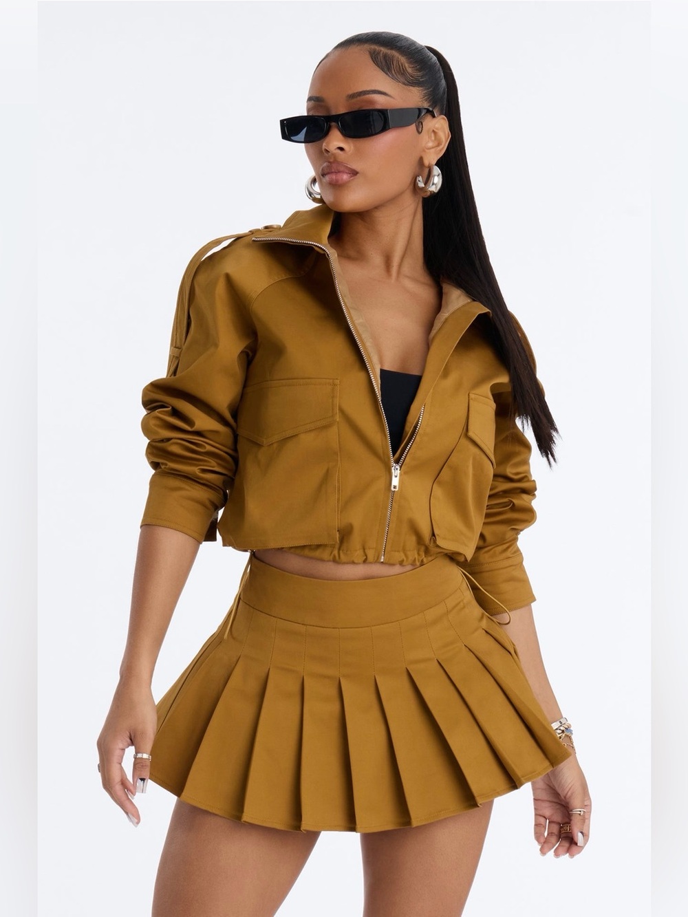 Blakely Twill Cropped Utility Jacket - Khaki